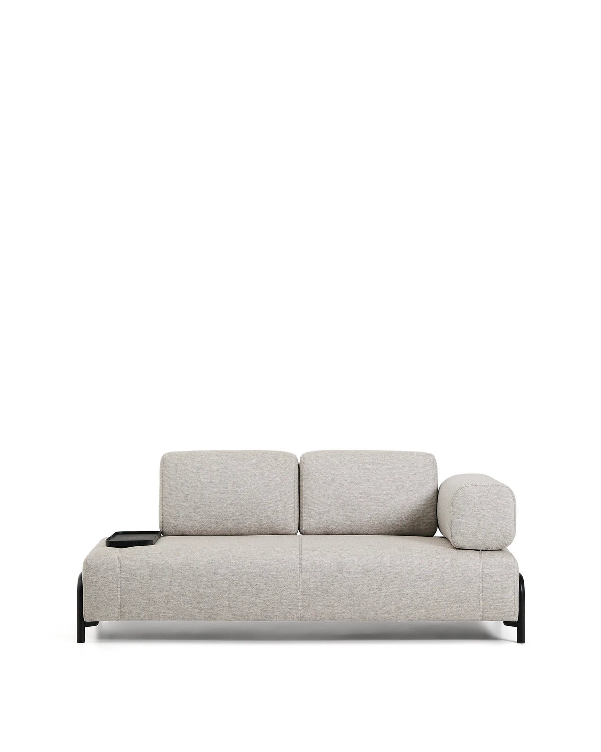 2-Sitzer-Sofa Compo in Graubeige mit kleinem Tablett und schwarzem Metallgestell 200 cm FSC Mix Credit von Kave Home – Produktbild 1