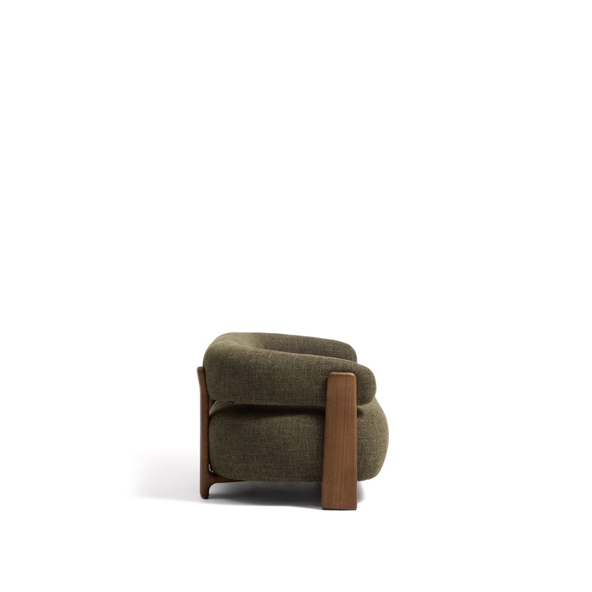 2-Sitzer-Sofa Granite mit grüner Chenille und Beinen aus massivem Eschenholz mit Nussbaumfinish, 155 cm, FSC 100 % von Kave Home – Bild 3