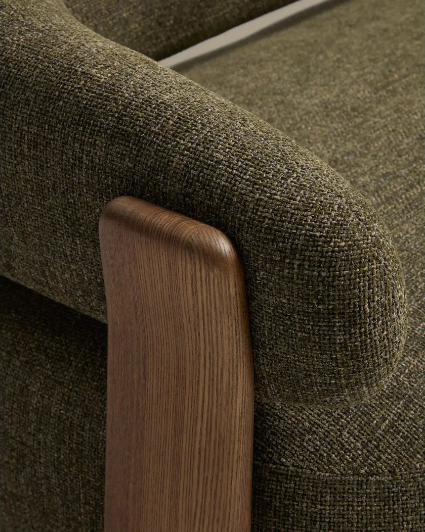 2-Sitzer-Sofa Granite mit grüner Chenille und Beinen aus massivem Eschenholz mit Nussbaumfinish, 155 cm, FSC 100 % von Kave Home – Bild 5