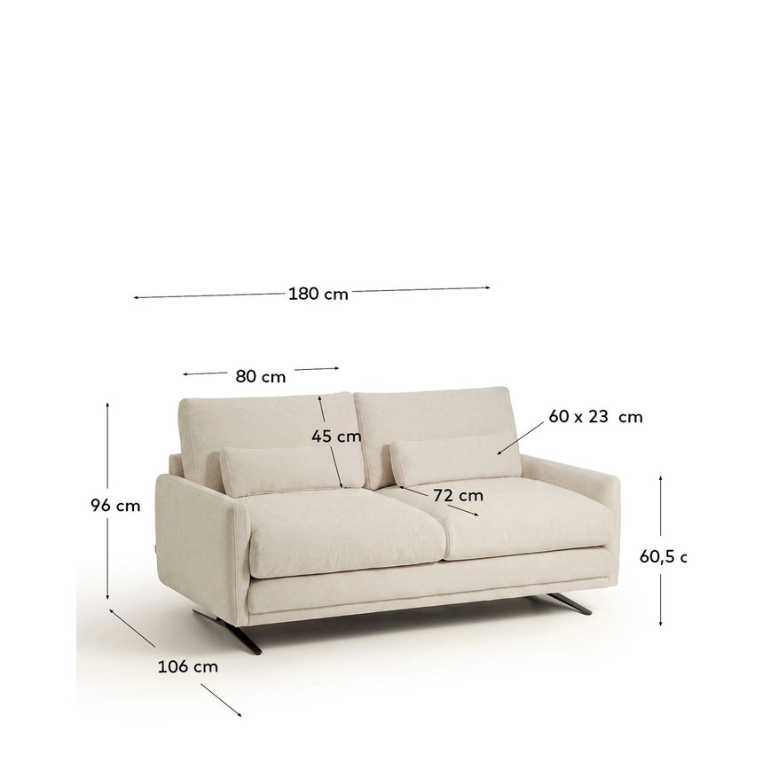 2-Sitzer-Sofa Veliro aus Samt oder Chenille mit schwarzen Stahlbeinen, 180 cm FSC Mix Credit von Kave Home – Bild 3