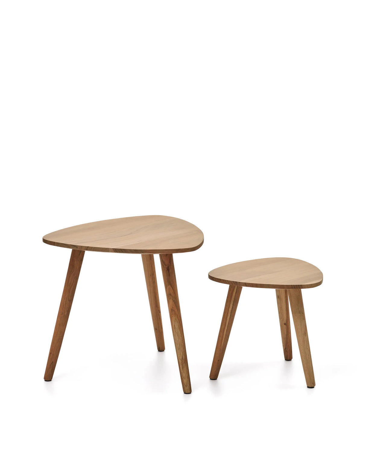 2er-Set Beistelltische Duvani aus massivem Akazienholz mit gebleichtem Finish von Kave Home – Produktbild 1