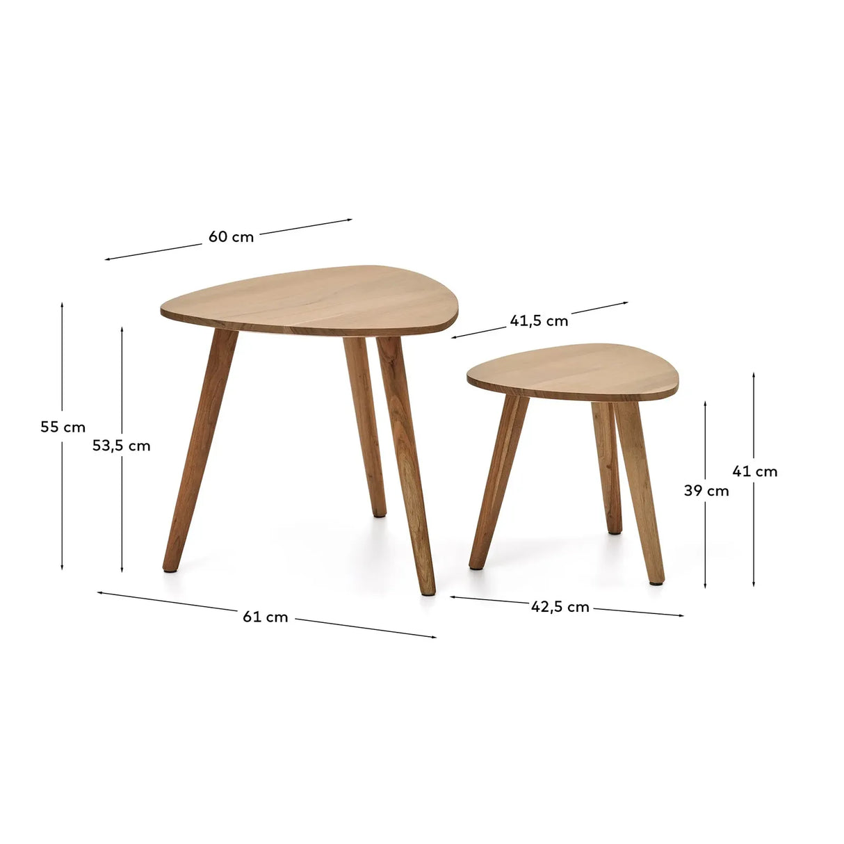 2er-Set Beistelltische Duvani aus massivem Akazienholz mit gebleichtem Finish - ZEN ZONE Furniture