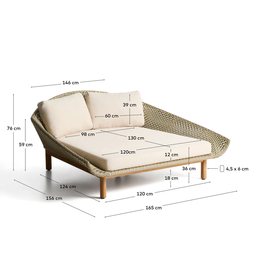 2er-Sonnenliege Olbia aus synthetischem Rattan und massivem Teakholz FSC 100 % von Kave Home – Bild 4