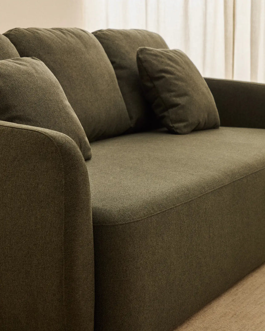 3-Sitzer-Bettsofa Laira in dunkelgrüner Chenille, 218 cm, FSC Mix Credit von Kave Home – Bild 2