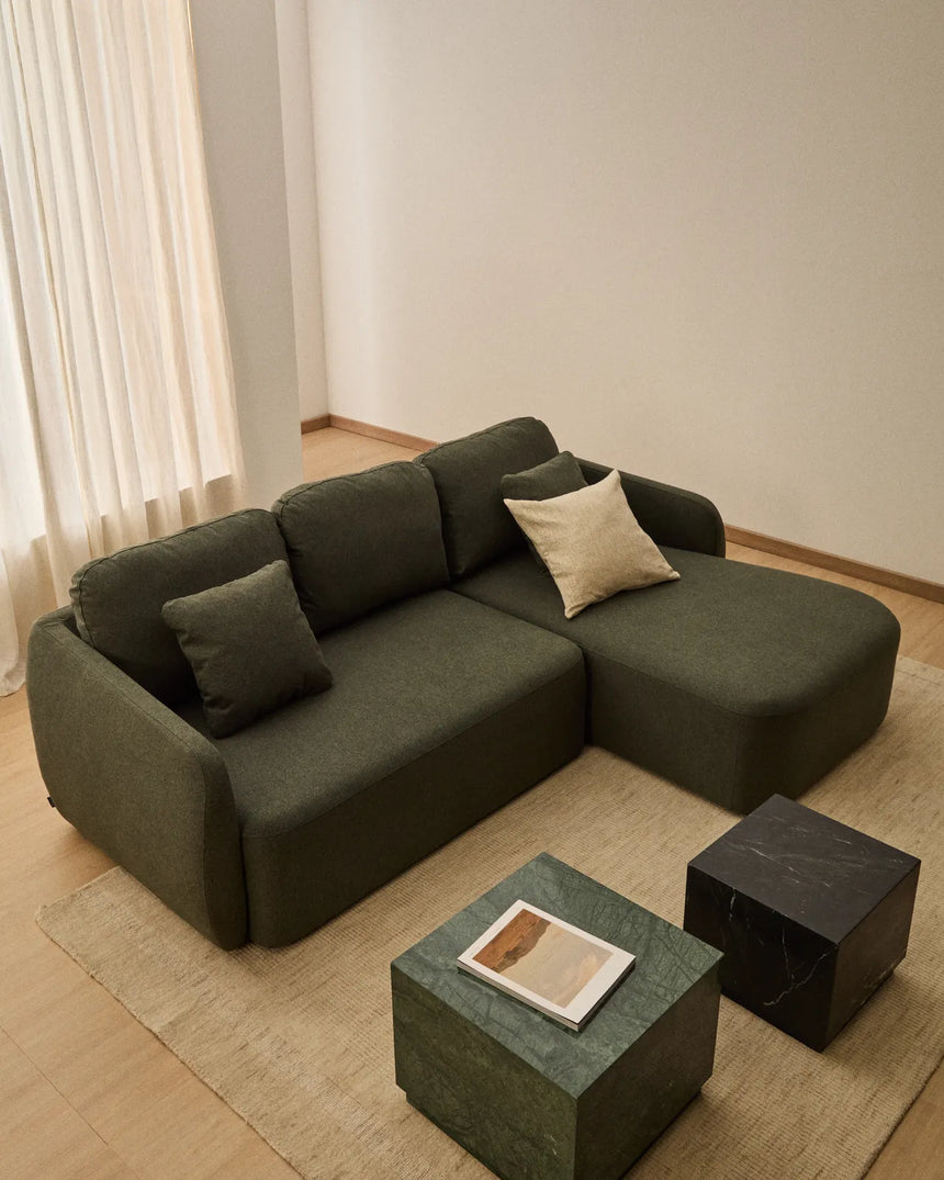 3-Sitzer-Bettsofa Laira in dunkelgrüner Chenille und Chaiselongue rechts, 246 cm, FSC Mix Credit von Kave Home – Bild 3