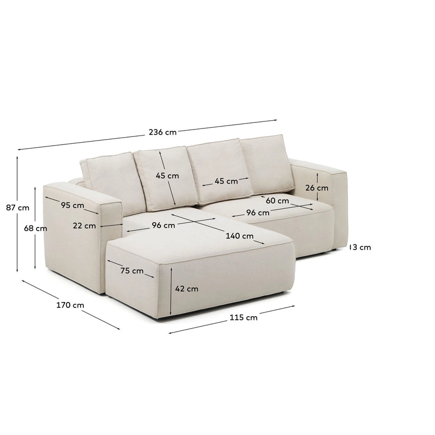 3-Sitzer Bettsofa Marela mit Chaiselongue links in beiger Chenille, 236 cm, FSC Mix Credit von Kave Home – Bild 5