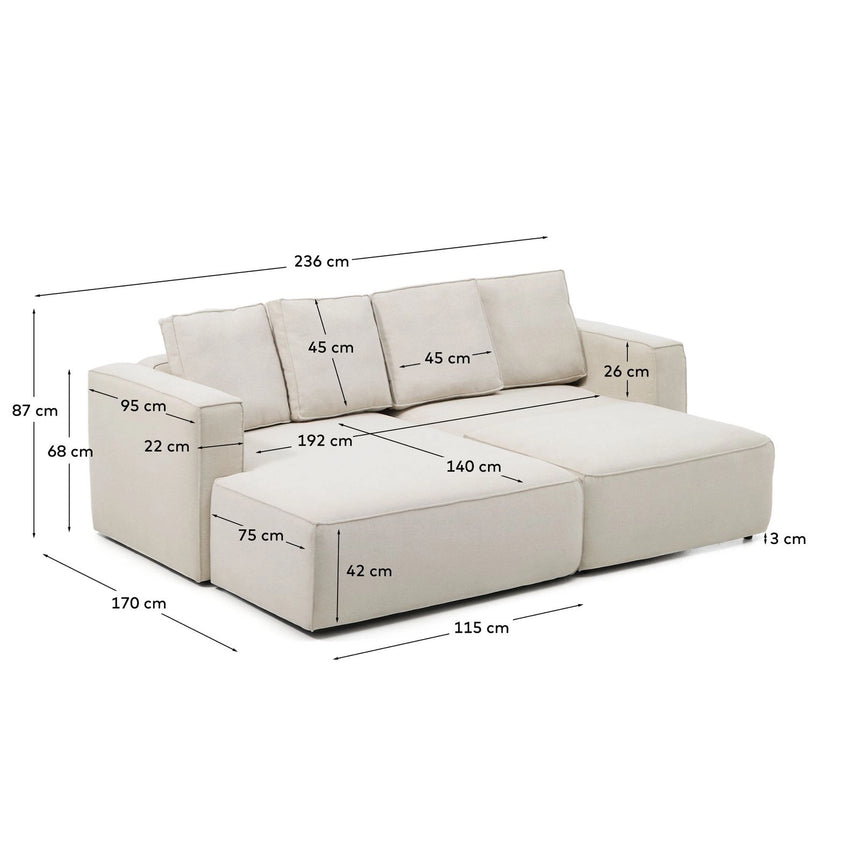 3-Sitzer Bettsofa Marela mit Chaiselongue links in beiger Chenille, 236 cm, FSC Mix Credit von Kave Home – Bild 6
