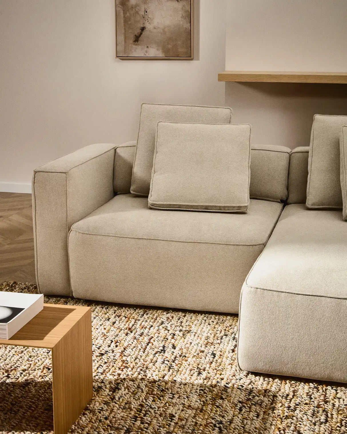 3-Sitzer Bettsofa Marela mit Chaiselongue rechts in beiger Chenille, 236 cm, FSC Mix Credit von Kave Home – Bild 3