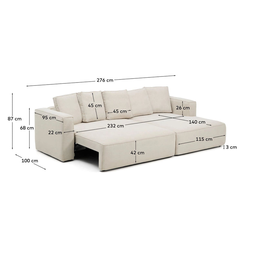 3-Sitzer Bettsofa Marela mit Chaiselongue rechts in beiger Chenille, 276 cm, FSC Mix Credit von Kave Home – Bild 5