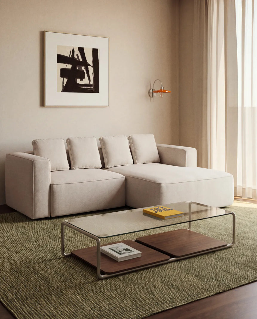 3-Sitzer-Bettsofa Marela mit aufklappbarer Chaiselongue rechts in Ecru, 236 cm, FSC Mix Credit von Kave Home – Bild 2