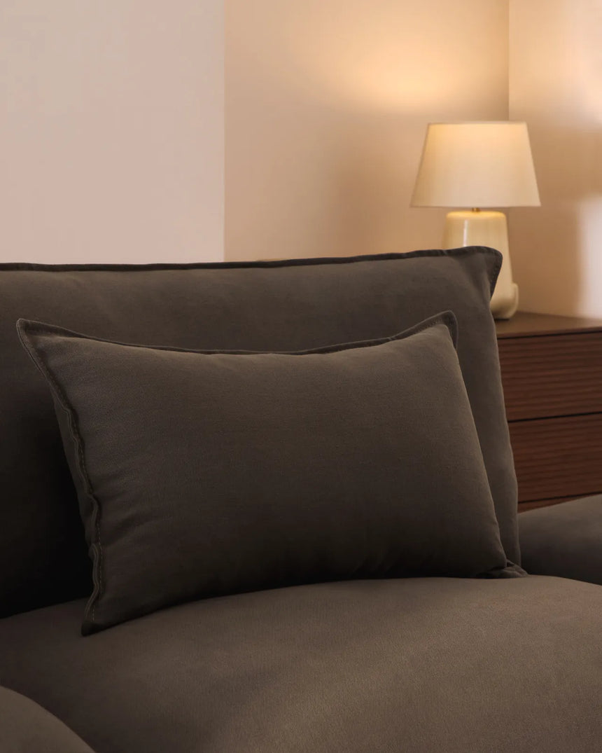 3-Sitzer-Modularsofa Anarela mit abnehmbarem Bezug und Randmodul aus 100 % Leinen in Taupe, 310 cm, FSC Mix Credit von Kave Home – Bild 4