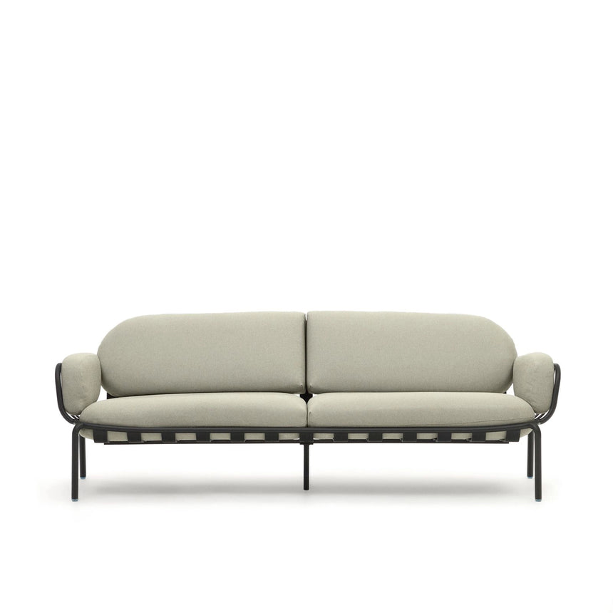 3-Sitzer-Outdoor-Sofa Joncols mit Bezug in Beige aus Aluminium mit grau lackiertem Finish 225 cm von Kave Home – Produktbild 1
