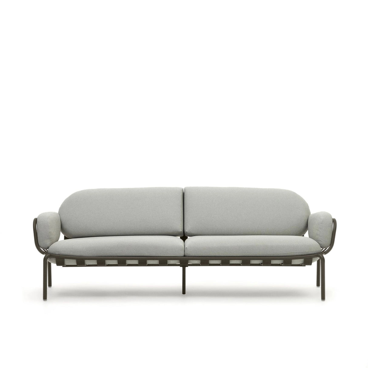 3-Sitzer-Outdoor-Sofa Joncols mit Bezug in Grau aus Aluminium mit grün lackiertem Finish 225 cm von Kave Home – Bild 1