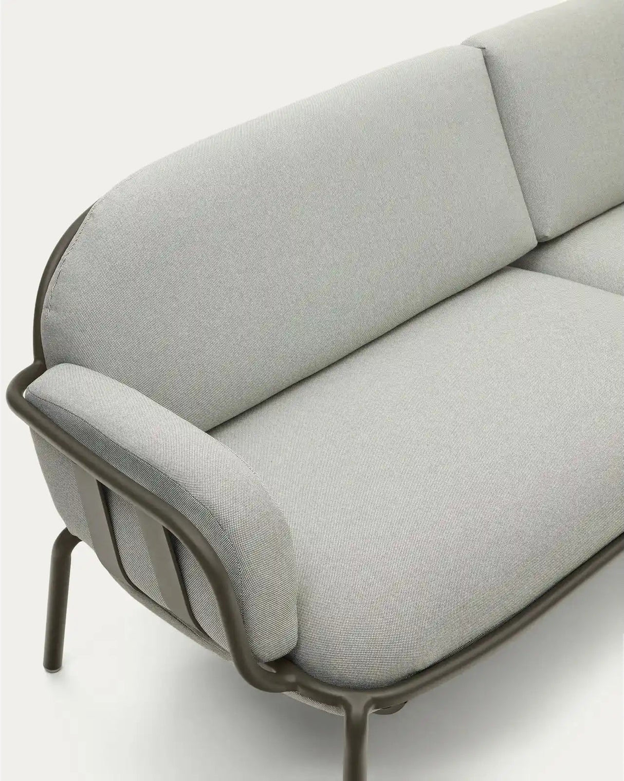 3-Sitzer-Outdoor-Sofa Joncols mit Bezug in Grau aus Aluminium mit grün lackiertem Finish 225 cm von Kave Home – Bild 11