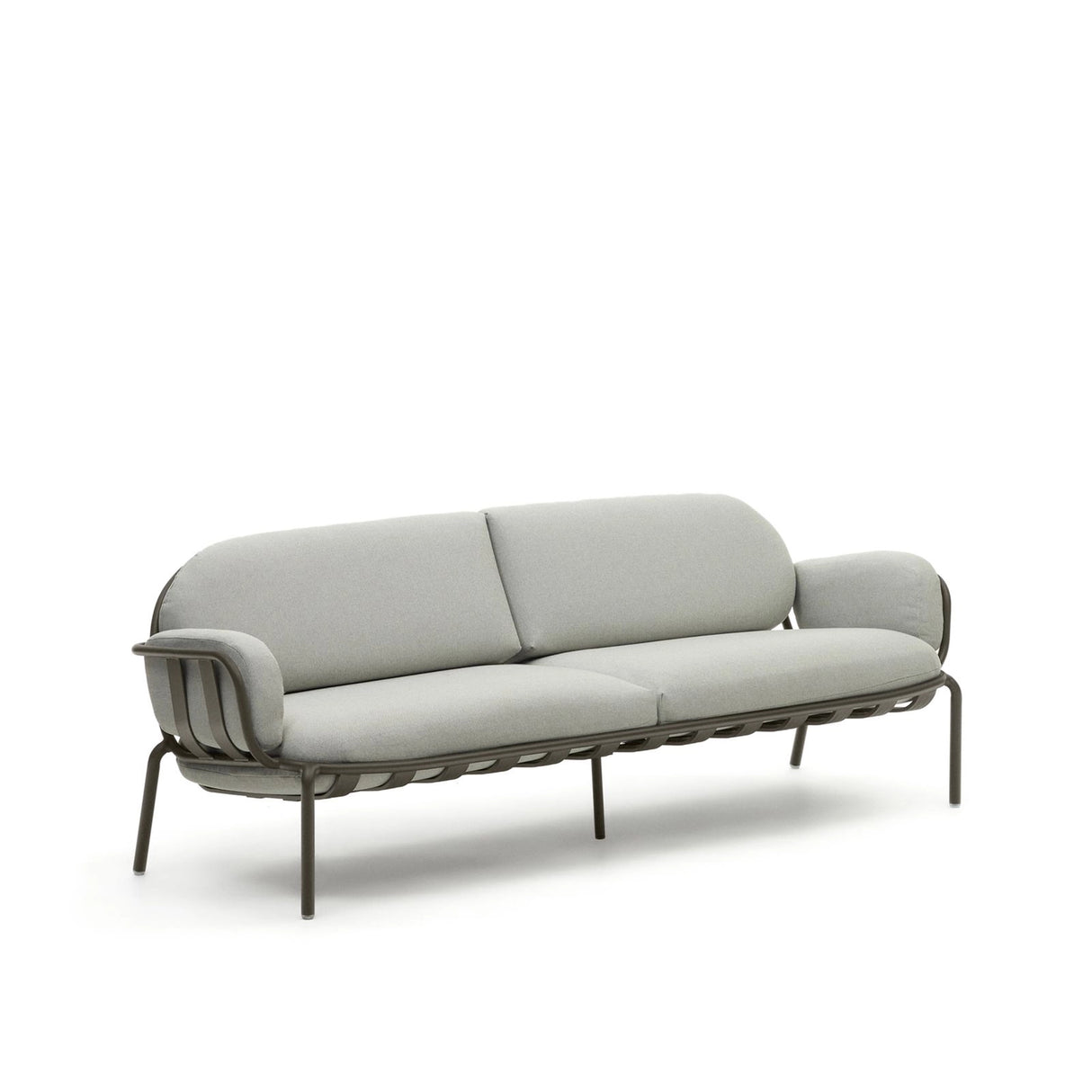 3-Sitzer-Outdoor-Sofa Joncols mit Bezug in Grau aus Aluminium mit grün lackiertem Finish 225 cm von Kave Home – Bild 4