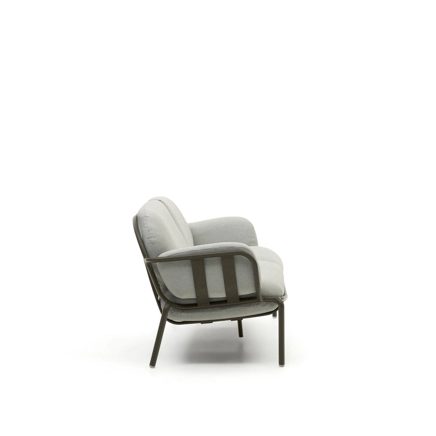 3-Sitzer-Outdoor-Sofa Joncols mit Bezug in Grau aus Aluminium mit grün lackiertem Finish 225 cm von Kave Home – Bild 6