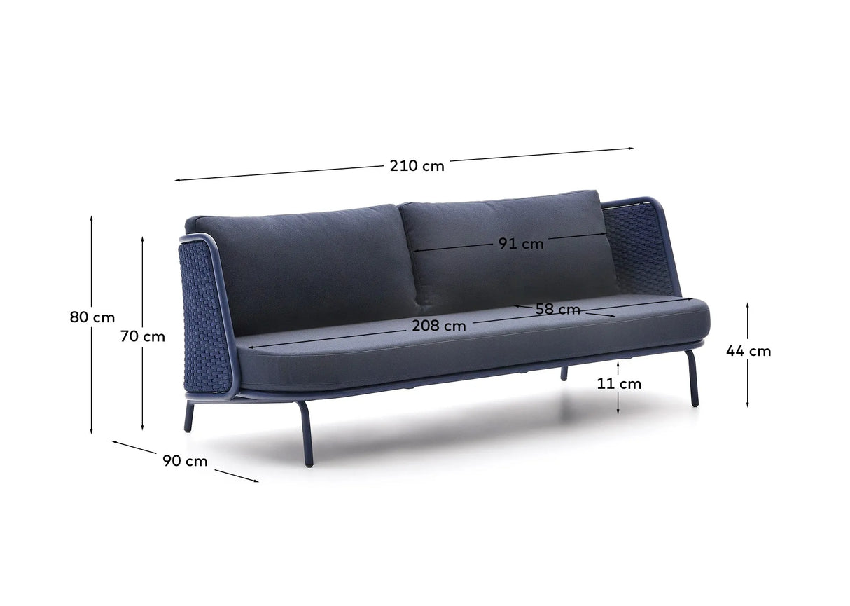 3-Sitzer Outdoor-Sofa Sedalis aus Aluminium und blauem Seil 210 cm von Kave Home – Produktbild 5