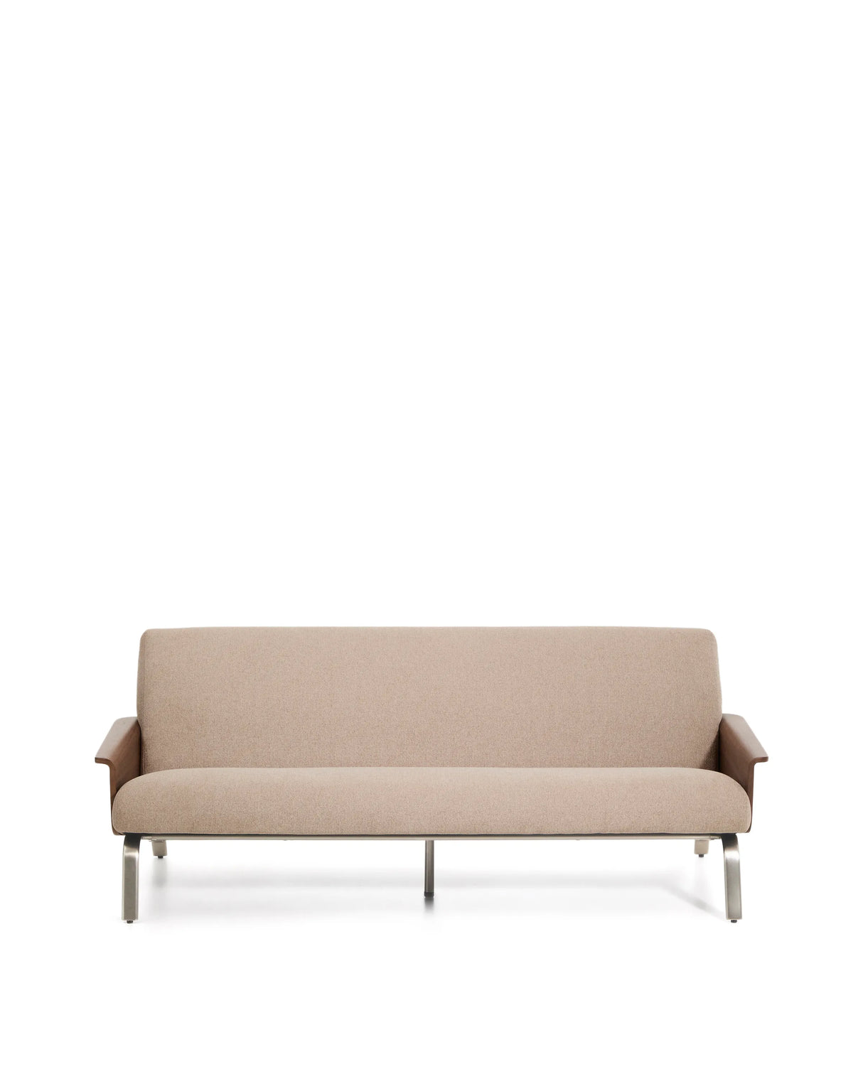 3-Sitzer-Sofa Amsen in Hellbraun aus Nussbaumsperrholz und Beinen aus em gebürsteten Edelstahl 190 cm FSC 100 % von Kave Home – Produktbild 1