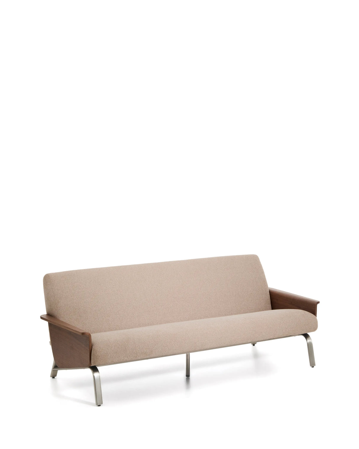 3-Sitzer-Sofa Amsen in Hellbraun aus Nussbaumsperrholz und Beinen aus em gebürsteten Edelstahl 190 cm FSC 100 % von Kave Home – Produktbild 4
