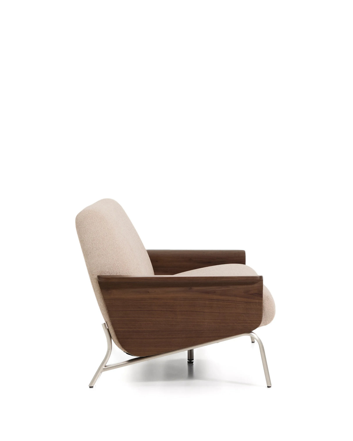 3-Sitzer-Sofa Amsen in Hellbraun aus Nussbaumsperrholz und Beinen aus em gebürsteten Edelstahl 190 cm FSC 100 % von Kave Home – Produktbild 5