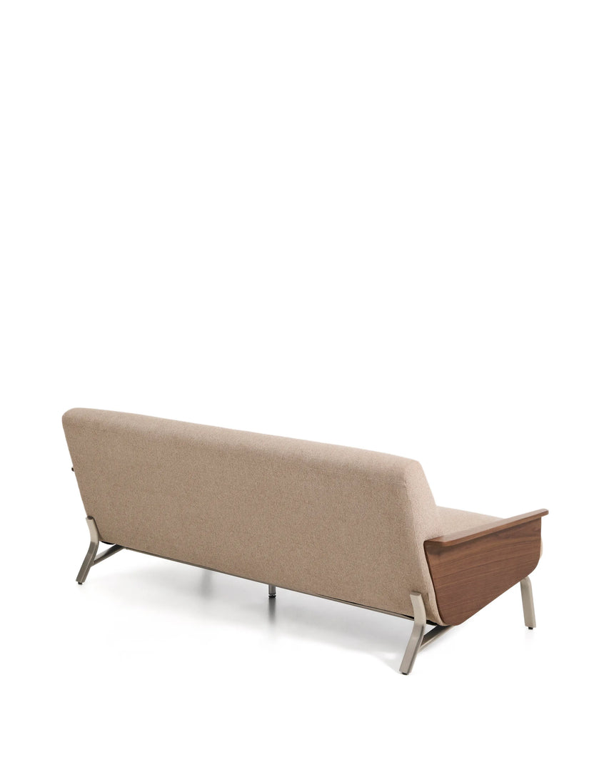 3-Sitzer-Sofa Amsen in Hellbraun aus Nussbaumsperrholz und Beinen aus em gebürsteten Edelstahl 190 cm FSC 100 % von Kave Home – Produktbild 6