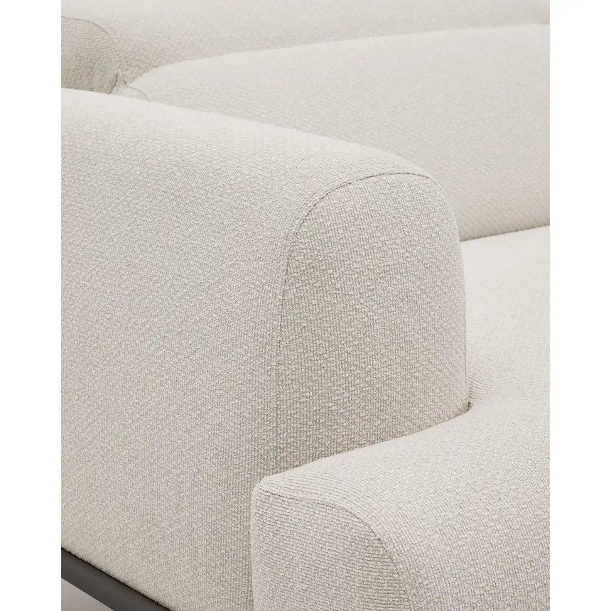 3-Sitzer-Sofa Aurum aus ecrufarbener Chenille mit verstellbarem Kopfteil und mattgrauer Metallbasis 234 cm FSC Mix Credit von Kave Home – Bild 17