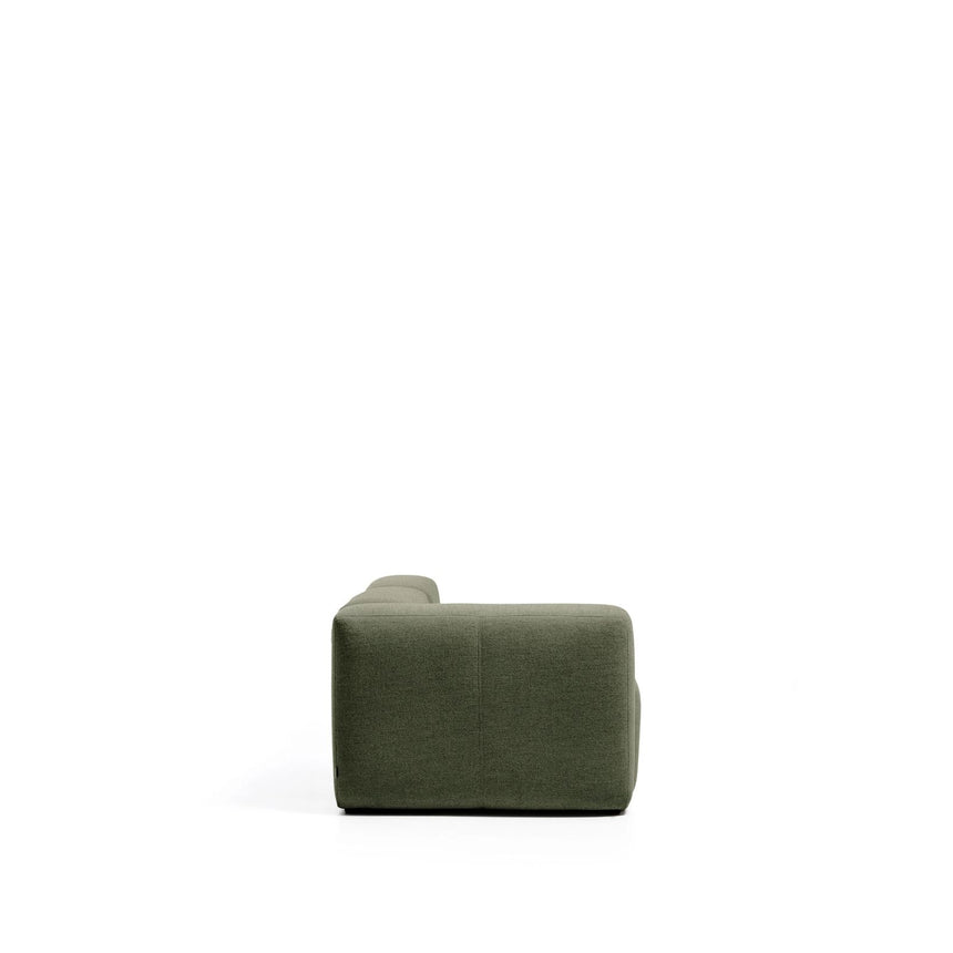 3-Sitzer-Sofa Blok mit Armlehne links und Pouf-Randmodul in moosgrüner Chenille, 270 cm, FSC Mix Credit von Kave Home – Bild 3