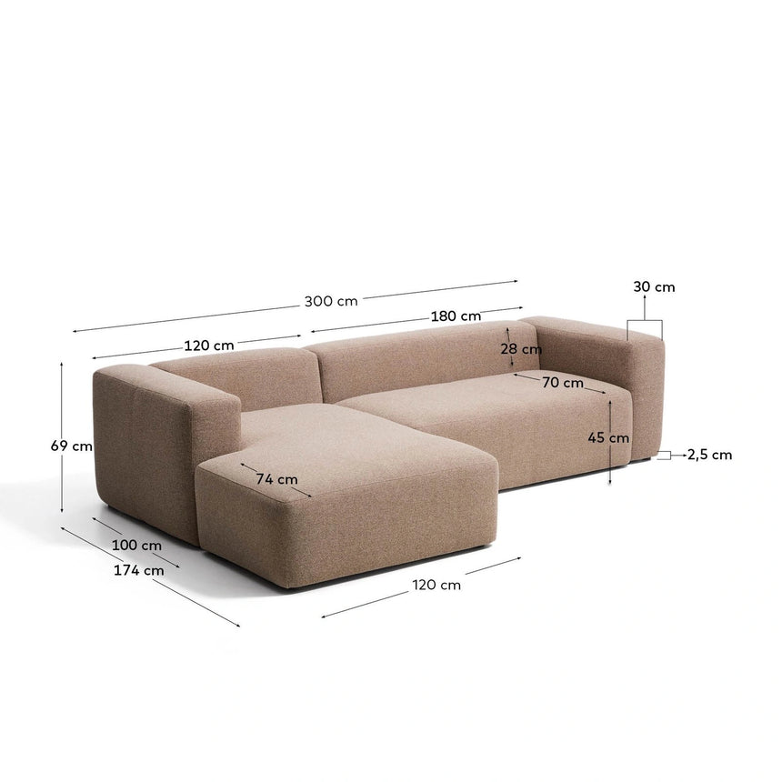 3-Sitzer-Sofa Blok mit Chaiselongue links in Chenille, 300 cm, FSC Mix Credit von Kave Home – Bild 3