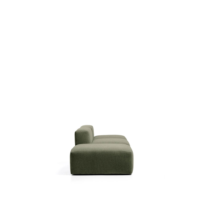 3-Sitzer-Sofa Blok mit Pouf-Randmodul in moosgrüner Chenille, 270 cm, FSC Mix Credit von Kave Home – Bild 4