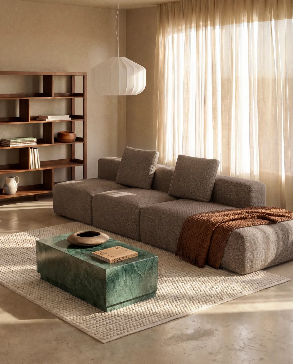 3-Sitzer-Sofa Blok mit Randmodul links in brauner Chenille, 325 cm, FSC Mix Credit von Kave Home – Bild 2