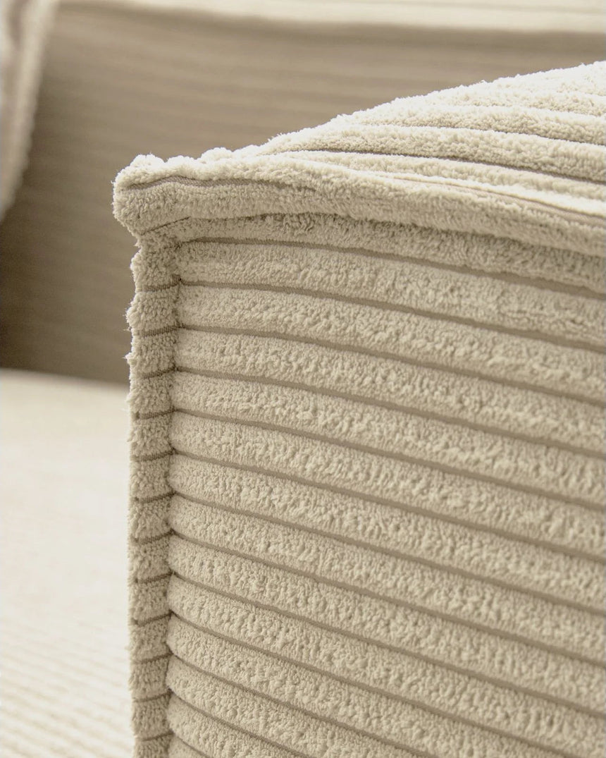 3-Sitzer-Sofa Blok mit dickem Cord in Naturfarbe und Chaiselongue rechts 300 cm FSC Mix Credit von Kave Home – Produktbild 4