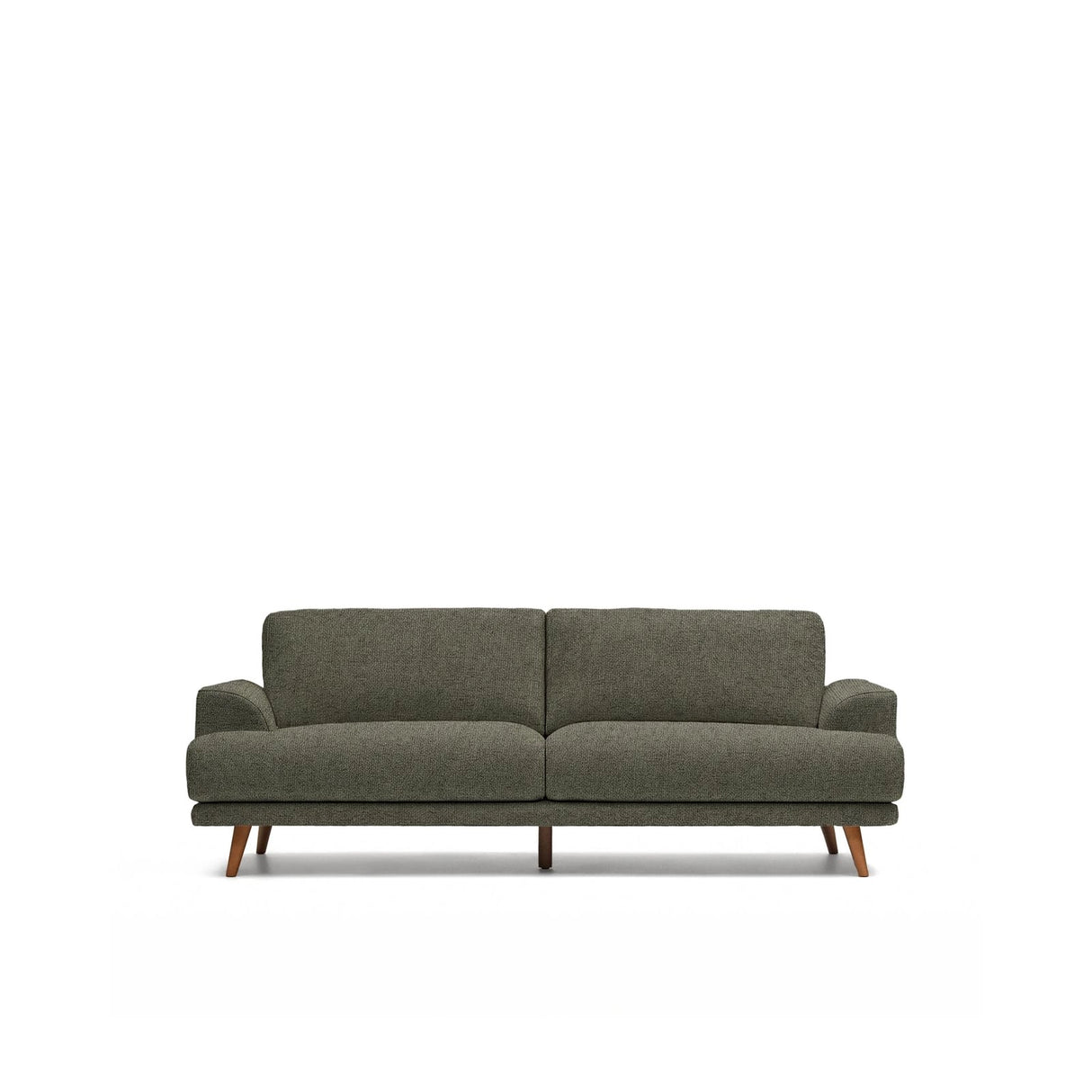 3-Sitzer-Sofa Karin aus dunkelgrüner Chenille mit Beinen aus massivem Buchenholz mit walnussfarbener Oberfläche 228 cm von Kave Home – Bild 1