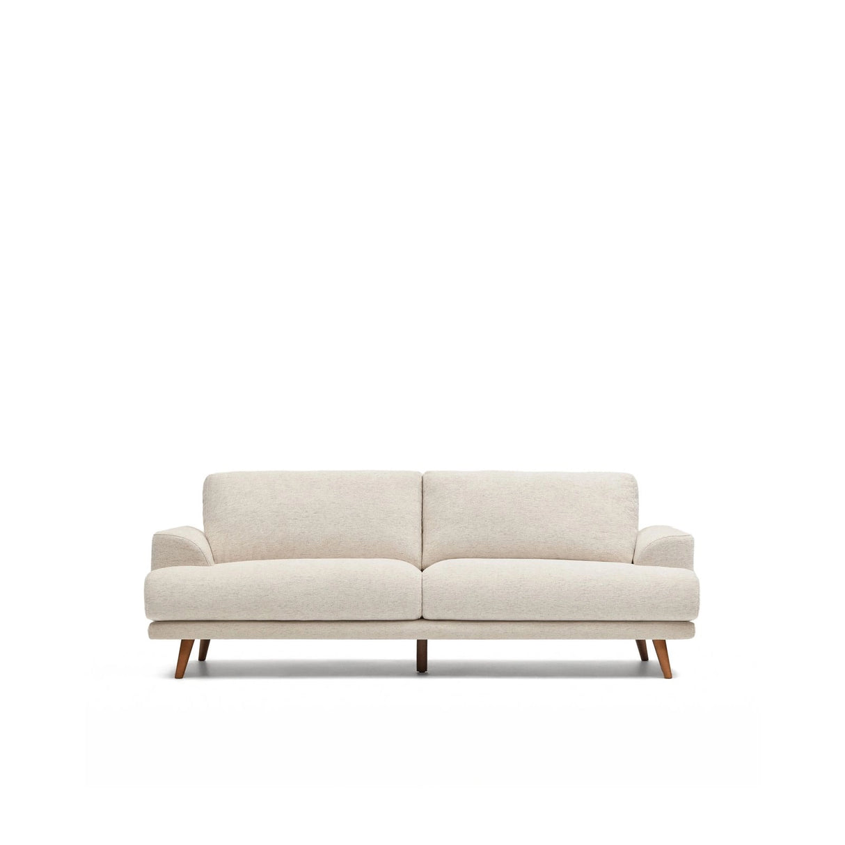 3-Sitzer-Sofa Karin in Beige mit Beinen aus massivem Buchenholz mit walnussfarbener Oberfläche 231 cm von Kave Home – Bild 1