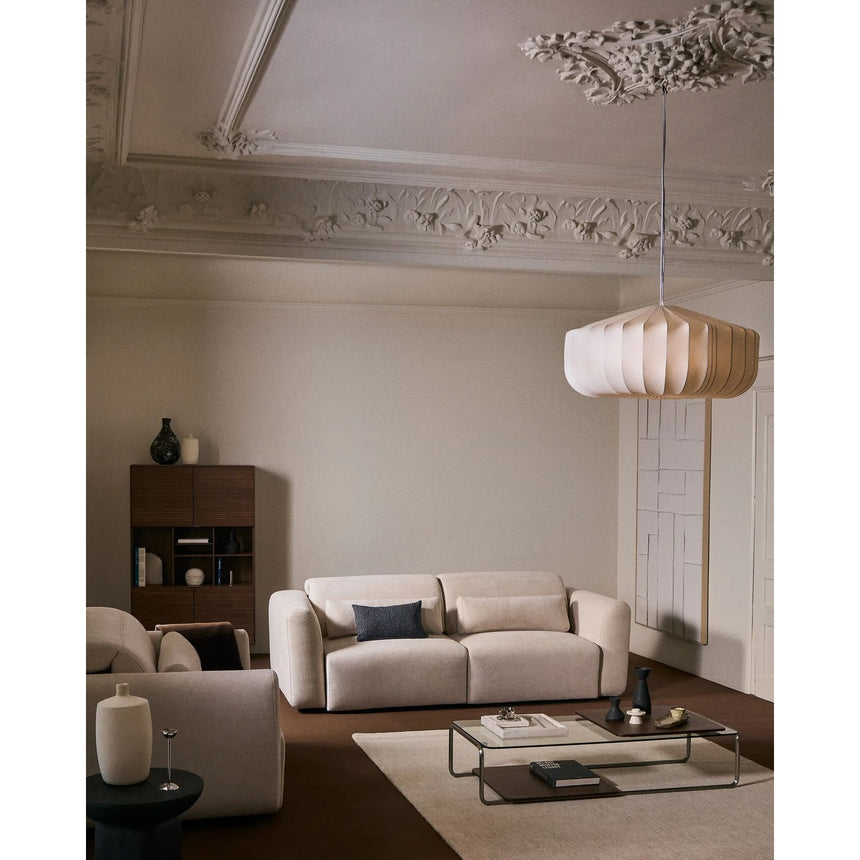 3-Sitzer-Sofa Lares mit elektrisch ausfahrbaren Sitzen und verstellbarer Kopfstütze in beiger Chenille, 240 cm von Kave Home – Produktbild 2