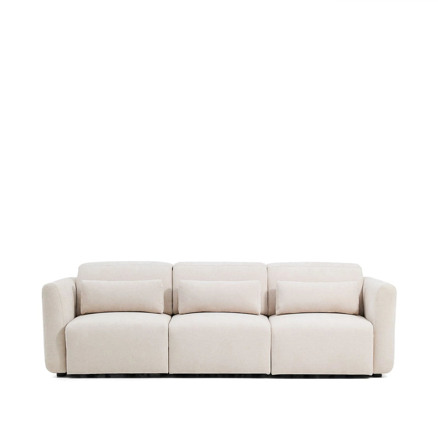 3-Sitzer-Sofa Lares mit elektrisch ausfahrbaren Sitzen und verstellbarer Kopfstütze in beiger Chenille, 255 cm von Kave Home – Produktbild 1