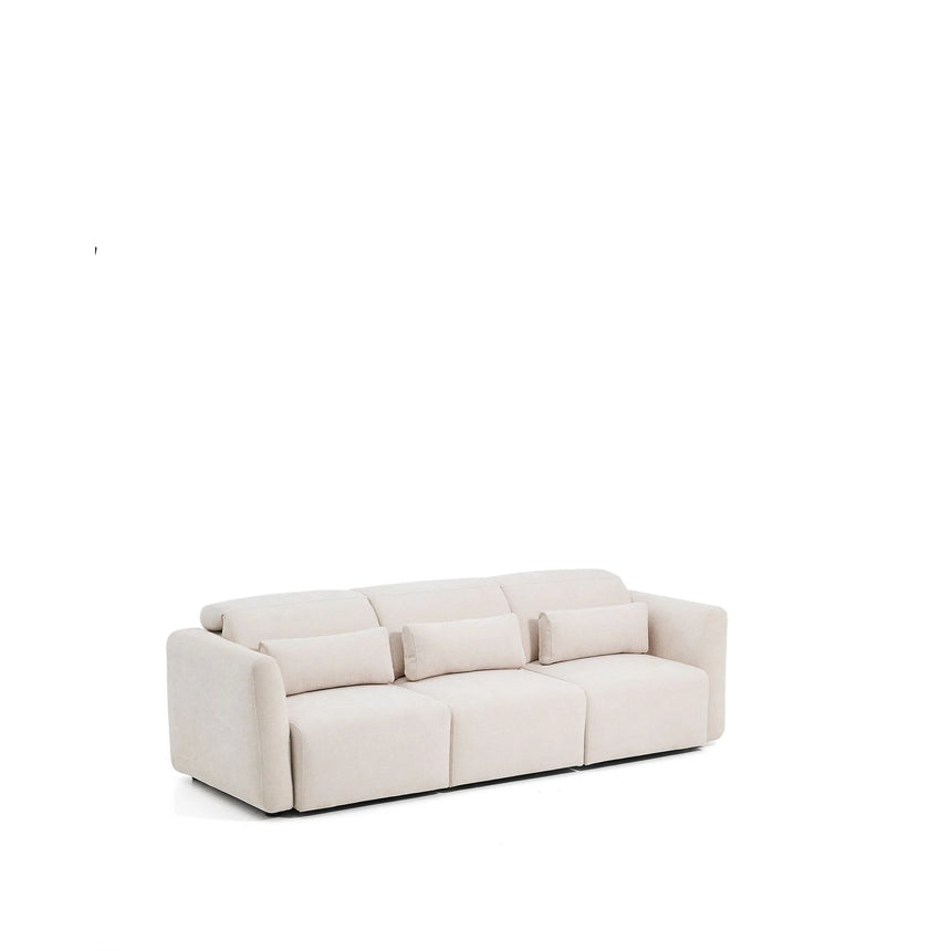 3-Sitzer-Sofa Lares mit elektrisch ausfahrbaren Sitzen und verstellbarer Kopfstütze in beiger Chenille, 255 cm von Kave Home – Produktbild 9