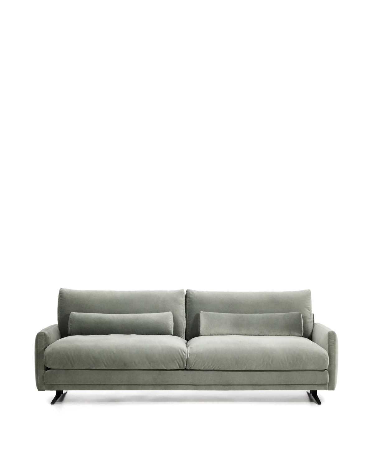 3-Sitzer-Sofa Veliro aus grünem Samt mit Stahlbeinen in schwarzer Ausführung, 240 cm, FSC Mix Credit von Kave Home – Produktbild 1
