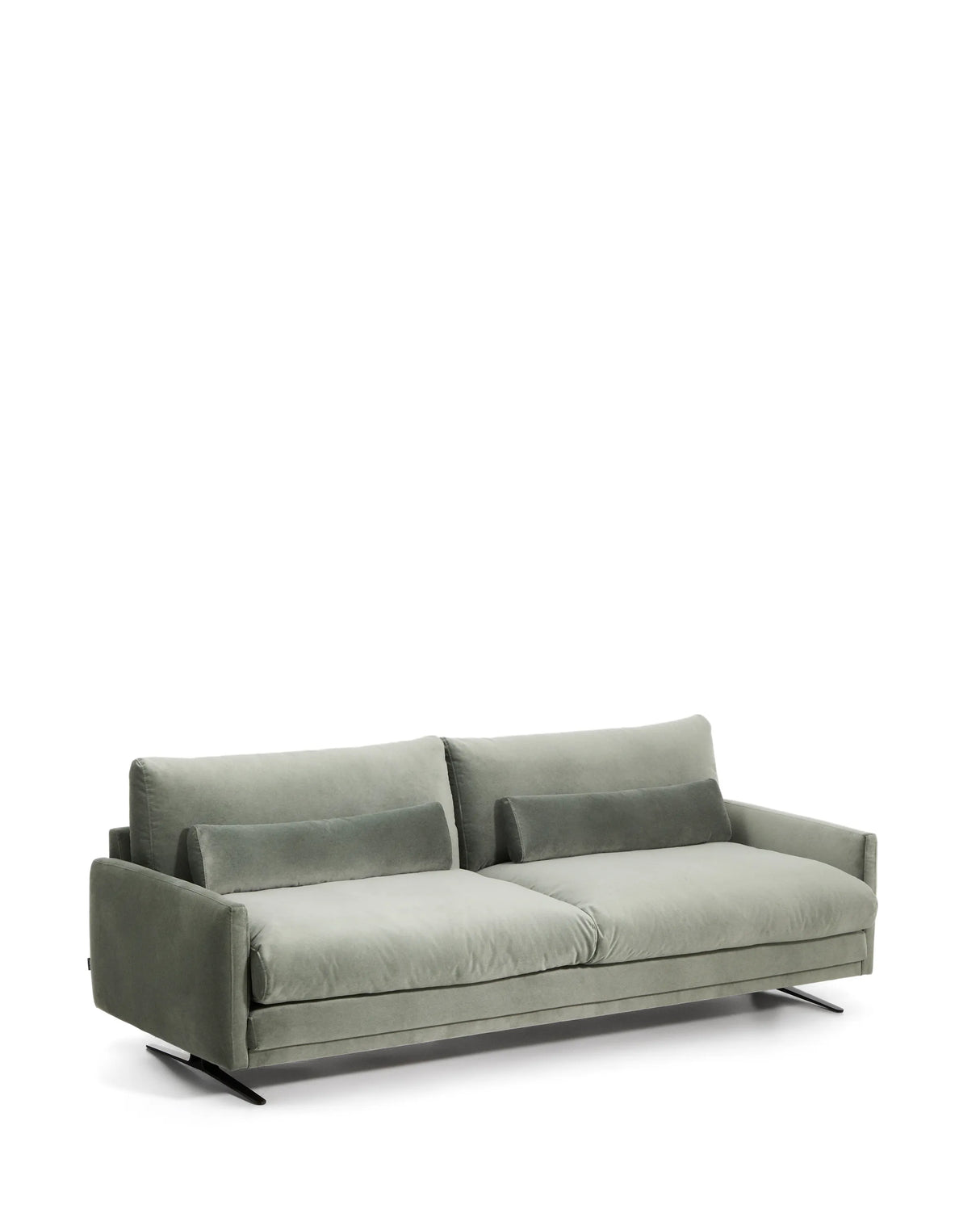 3-Sitzer-Sofa Veliro aus grünem Samt mit Stahlbeinen in schwarzer Ausführung, 240 cm, FSC Mix Credit von Kave Home – Produktbild 6