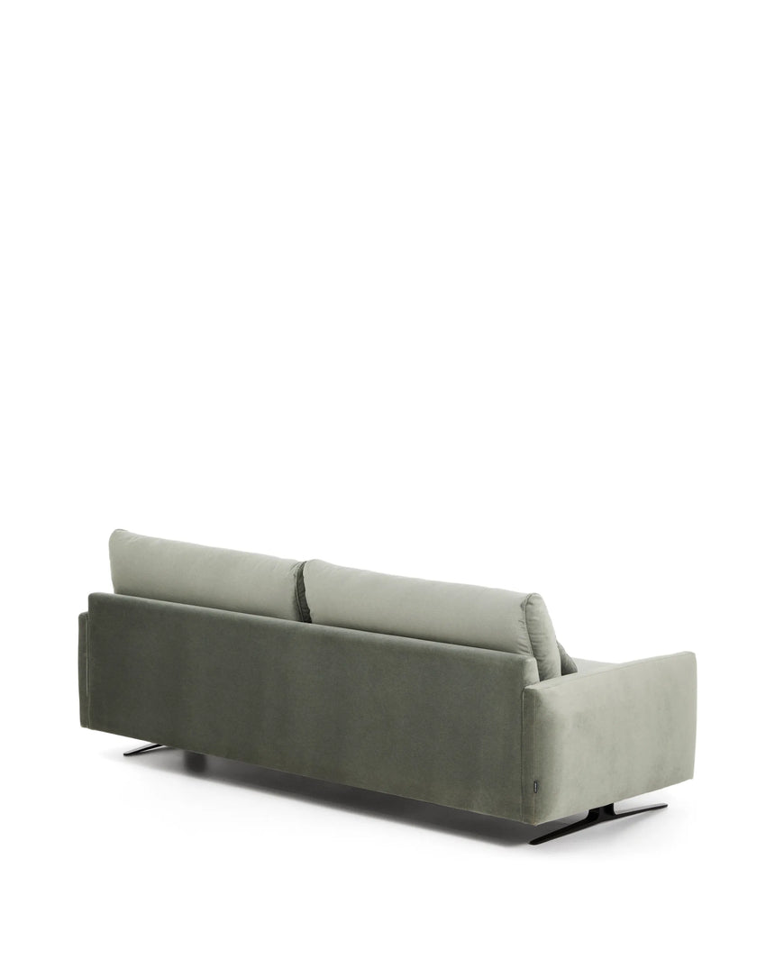 3-Sitzer-Sofa Veliro aus grünem Samt mit Stahlbeinen in schwarzer Ausführung, 240 cm, FSC Mix Credit von Kave Home – Produktbild 8