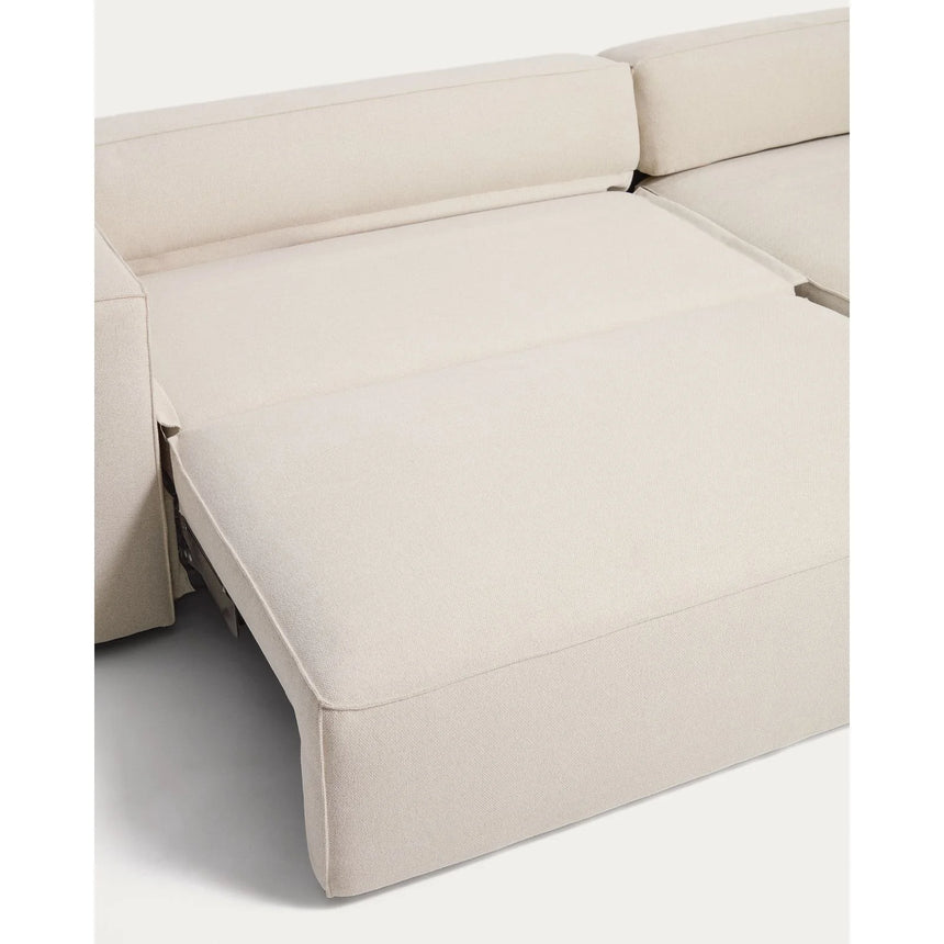 4-Sitzer-Bettsofa Marela mit Chaiselongue rechts mit aufklappbarer Chenille in Ecru, 276 cm, FSC Mix Credit von Kave Home – Bild 14