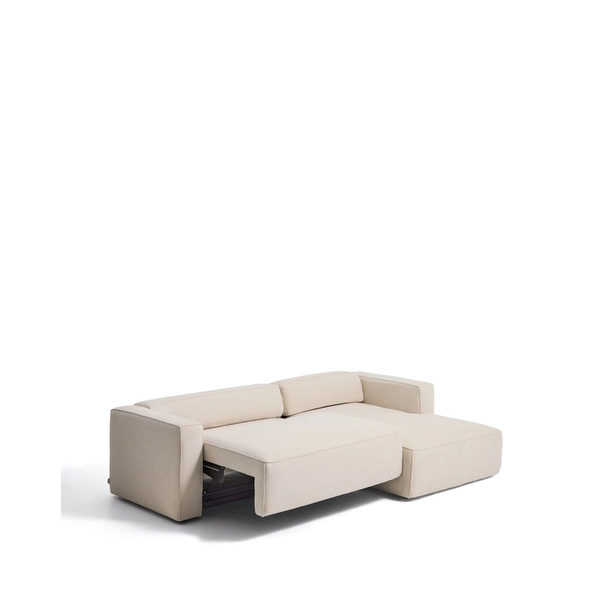 4-Sitzer-Bettsofa Marela mit Chaiselongue rechts mit aufklappbarer Chenille in Ecru, 276 cm, FSC Mix Credit von Kave Home – Bild 9
