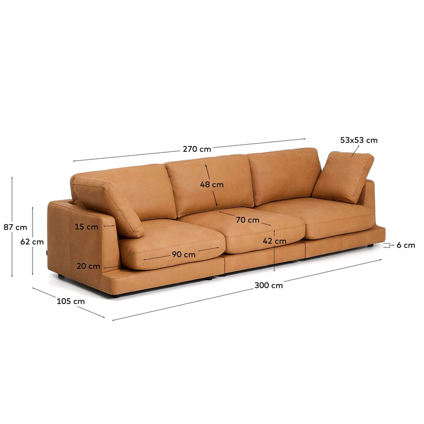 4-Sitzer Gala in braunem Leder, 300 cm von Kave Home – Produktbild 4