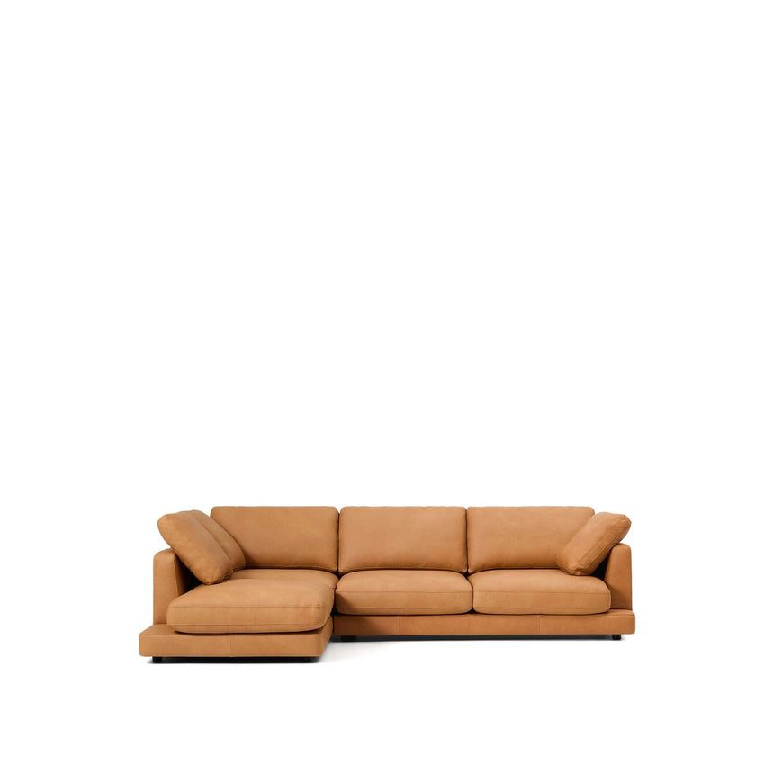 4-Sitzer-Sofa Gala mit Chaiselongue links in braunem Leder, 300 cm von Kave Home – Produktbild 1