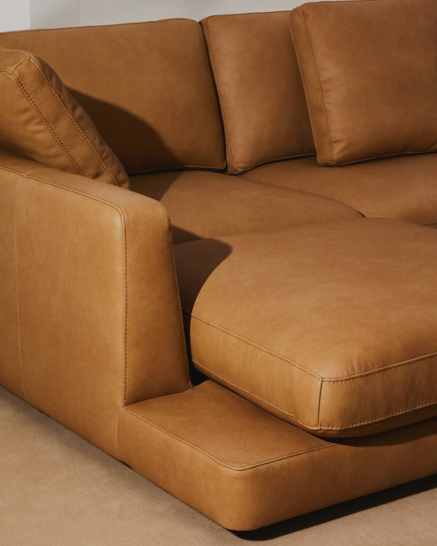4-Sitzer-Sofa Gala mit Chaiselongue links in braunem Leder, 300 cm von Kave Home – Produktbild 3
