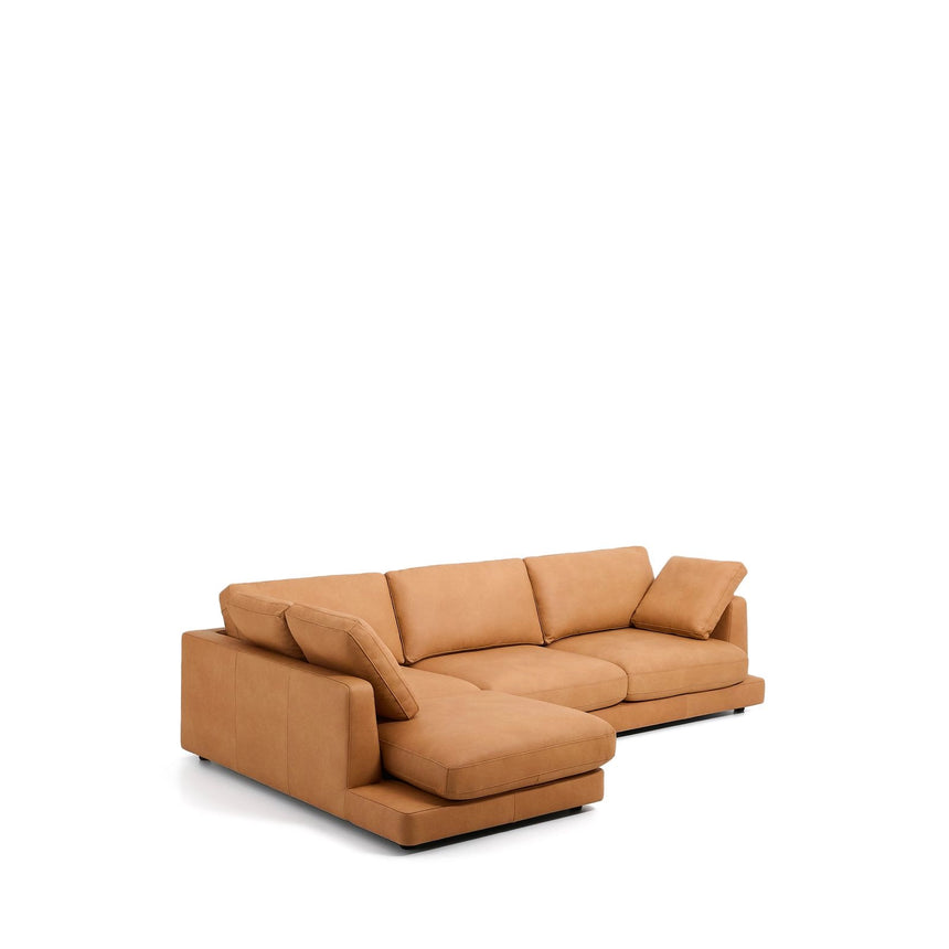 4-Sitzer-Sofa Gala mit Chaiselongue links in braunem Leder, 300 cm von Kave Home – Produktbild 5