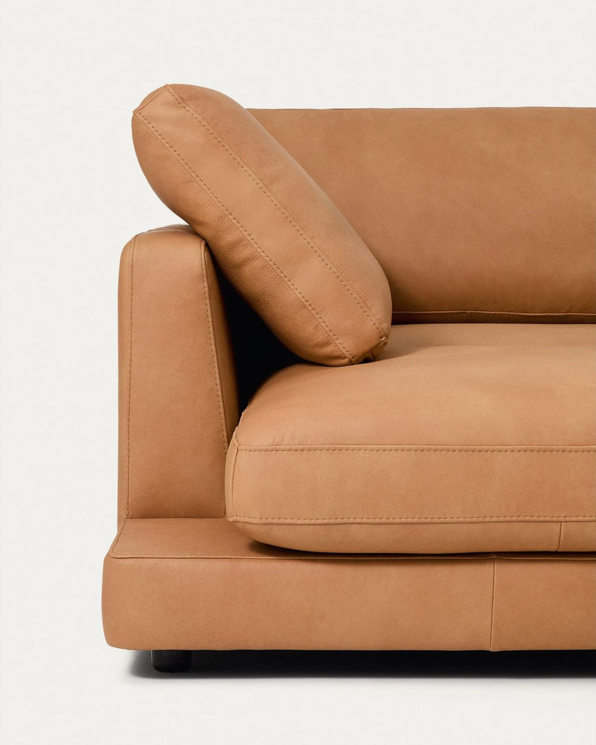 4-Sitzer-Sofa Gala mit Chaiselongue links in braunem Leder, 300 cm von Kave Home – Produktbild 6