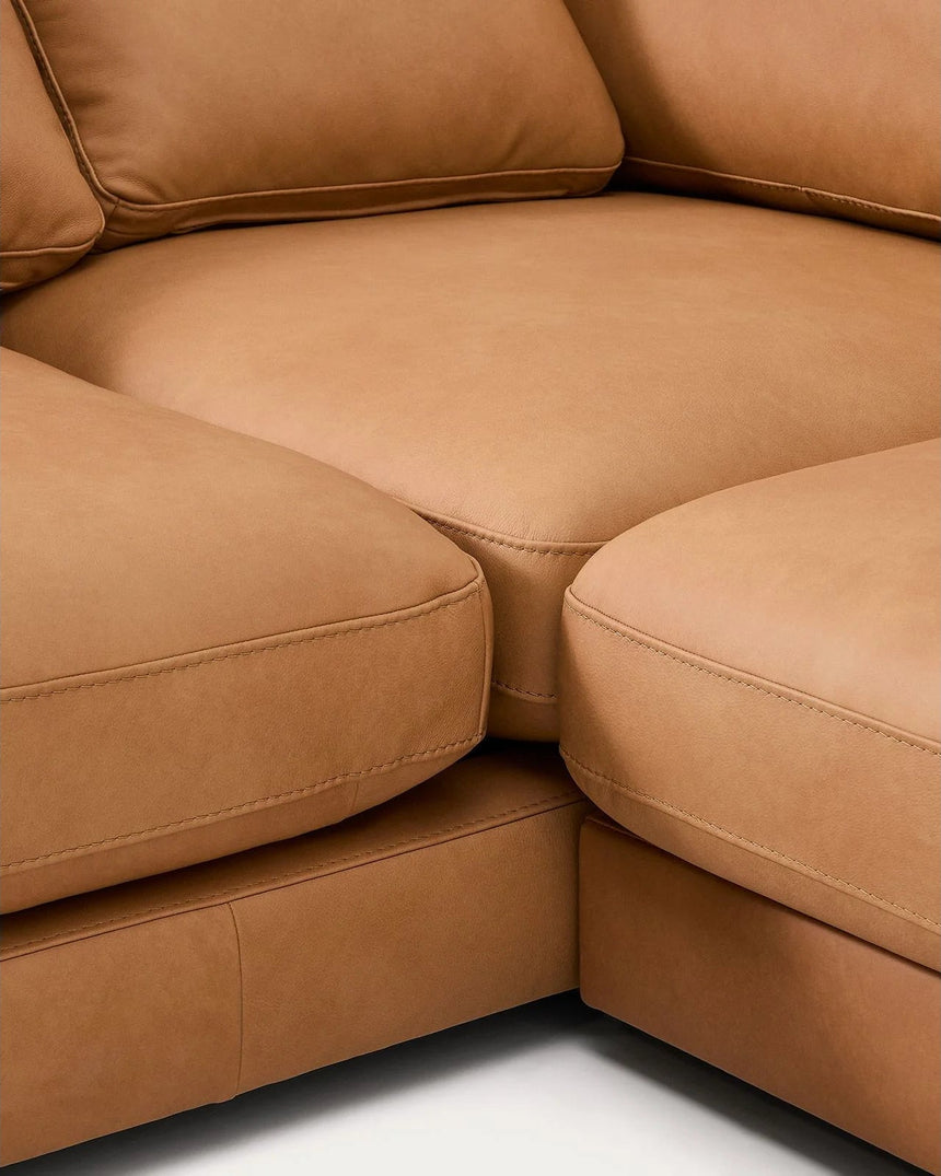 4-Sitzer-Sofa Gala mit Chaiselongue links in braunem Leder, 300 cm von Kave Home – Produktbild 8