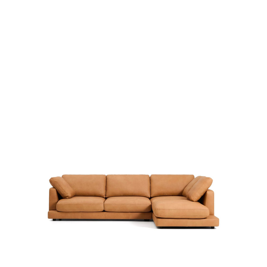 4-Sitzer-Sofa Gala mit Chaiselongue rechts in braunem Leder, 300 cm von Kave Home – Produktbild 1