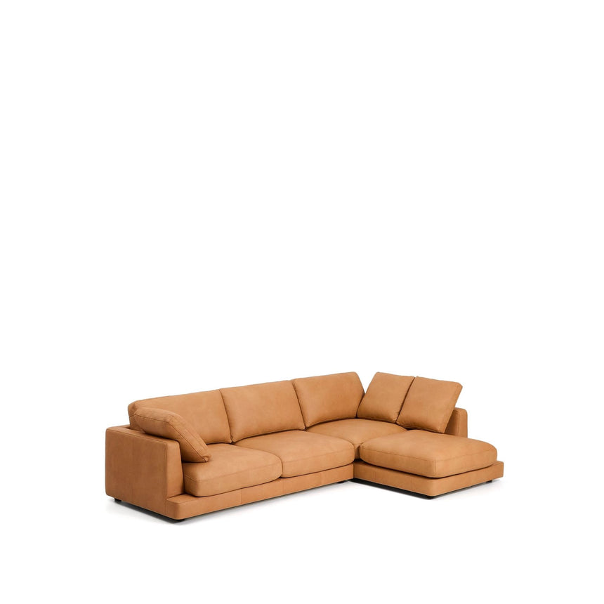 4-Sitzer-Sofa Gala mit Chaiselongue rechts in braunem Leder, 300 cm von Kave Home – Produktbild 5