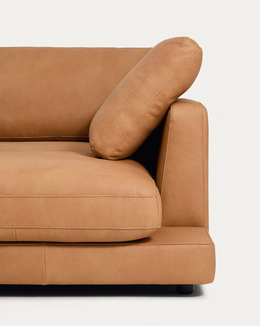 4-Sitzer-Sofa Gala mit Chaiselongue rechts in braunem Leder, 300 cm von Kave Home – Produktbild 6